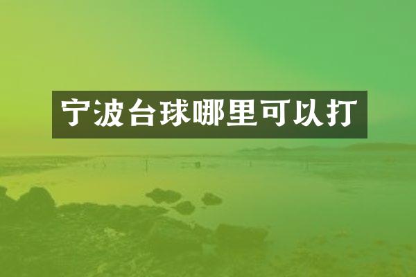 宁波台球哪里可以打