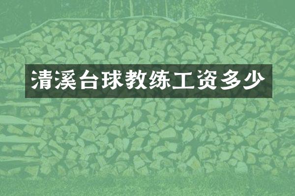 清溪台球教练工资多少