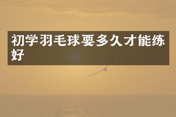 初学羽毛球要多久才能练好