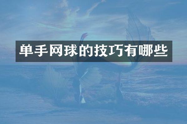 单手网球的技巧有哪些