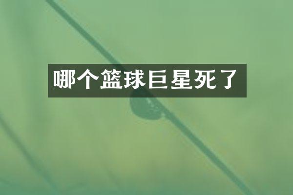 哪个篮球巨星死了