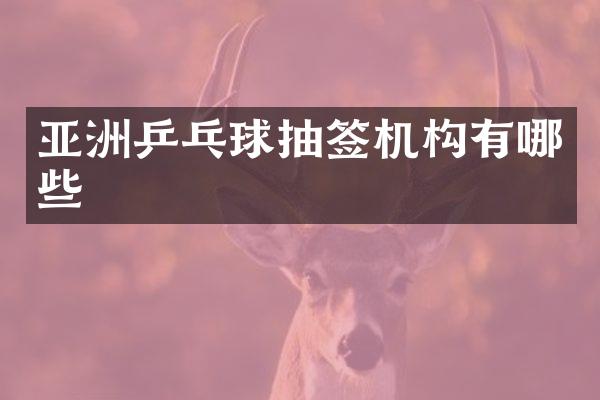 亚洲乒乓球抽签机构有哪些