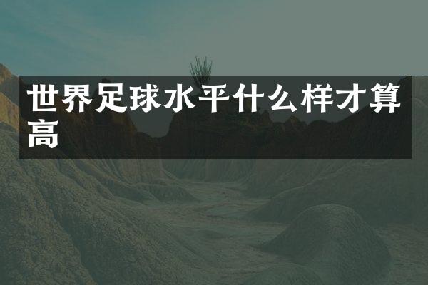 世界足球水平什么样才算高
