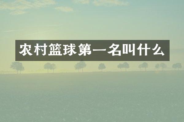 农村篮球第一名叫什么