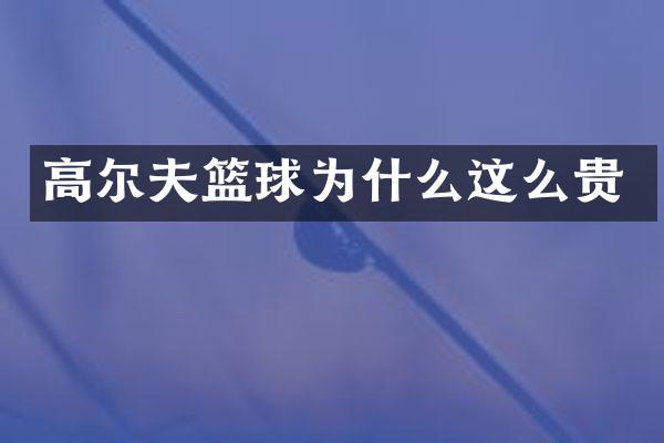 高尔夫篮球为什么这么贵