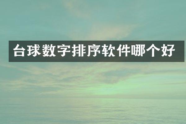 台球数字排序软件哪个好