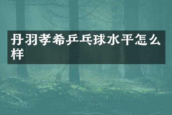 丹羽孝希乒乓球水平怎么样