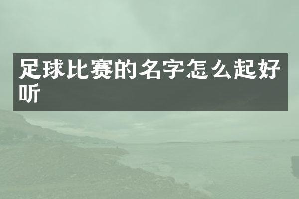足球比赛的名字怎么起好听
