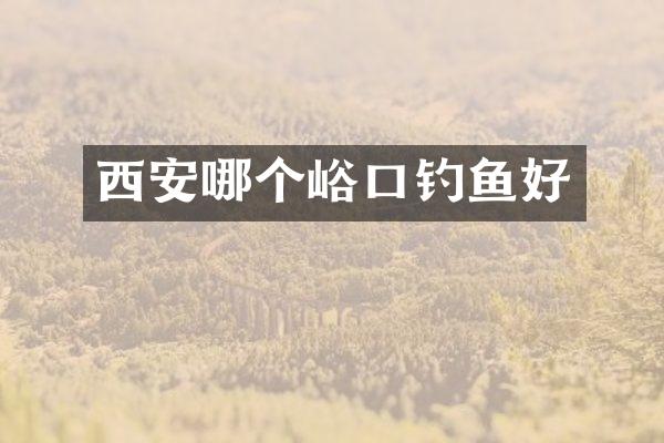 西安哪个峪口钓鱼好