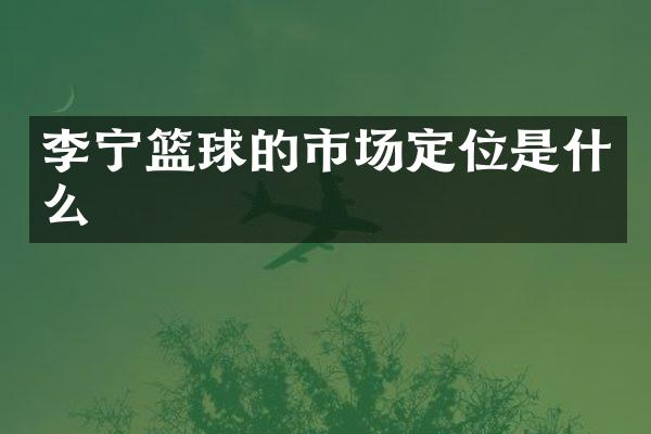 李宁篮球的市场定位是什么