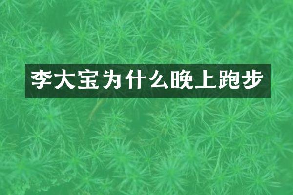 李大宝为什么晚上跑步