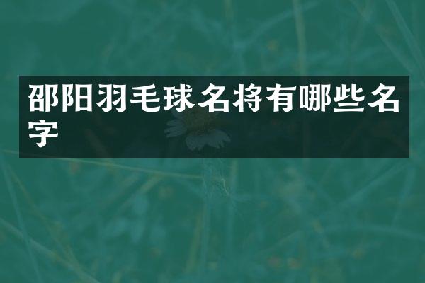 邵阳羽毛球名将有哪些名字
