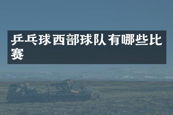 乒乓球西部球队有哪些比赛