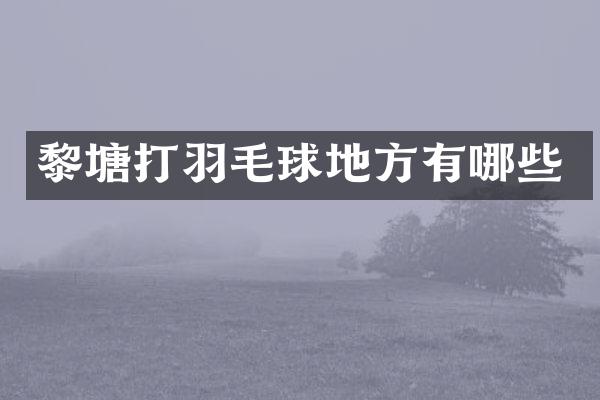 黎塘打羽毛球地方有哪些