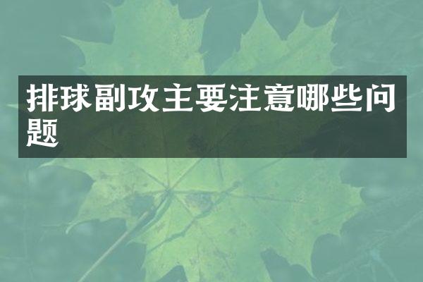 排球副攻主要注意哪些问题