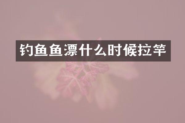 钓鱼鱼漂什么时候拉竿