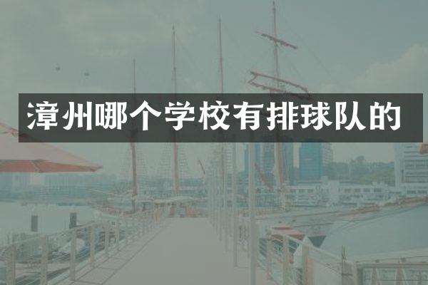 漳州哪个学校有排球队的
