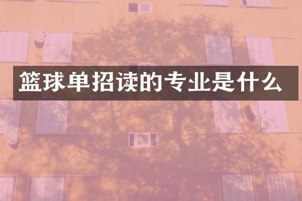 篮球单招读的专业是什么