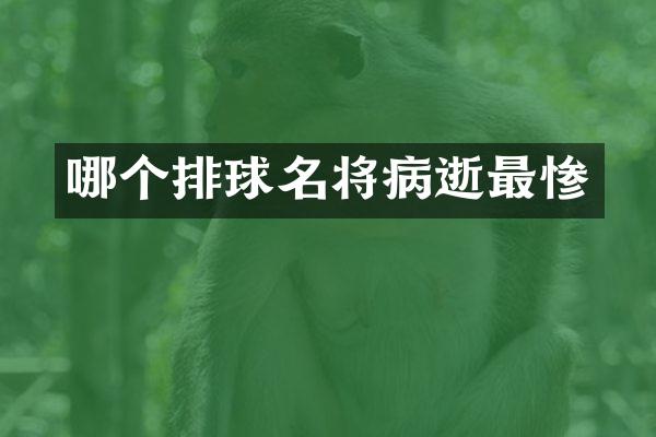 哪个排球名将病逝最惨