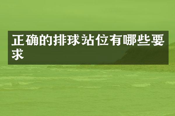 正确的排球站位有哪些要求