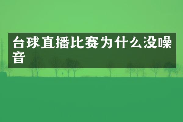 台球直播比赛为什么没噪音