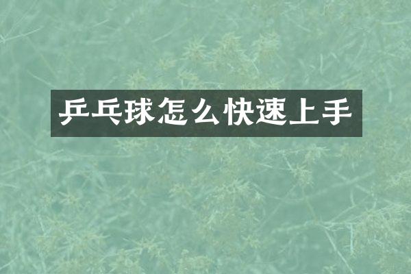 乒乓球怎么快速上手