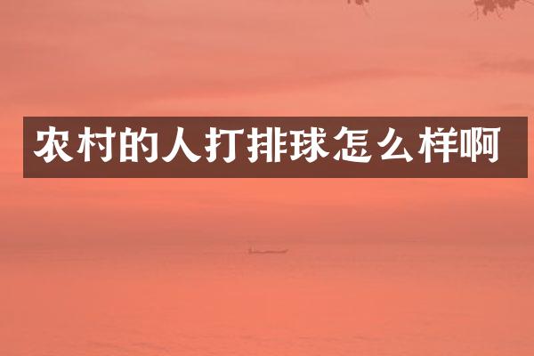 农村的人打排球怎么样啊