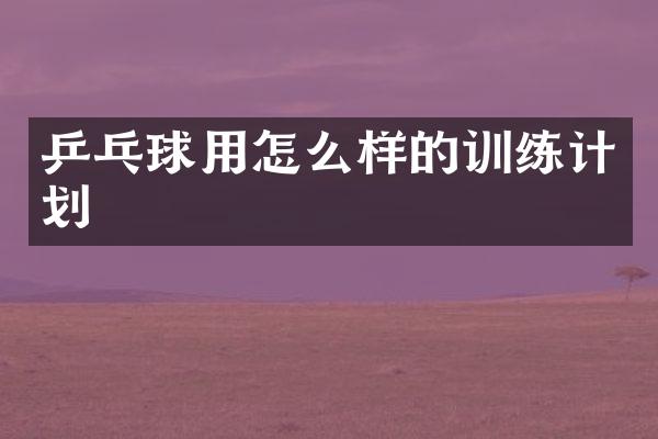 乒乓球用怎么样的训练计划