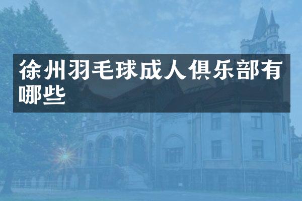 徐州羽毛球成人俱乐部有哪些