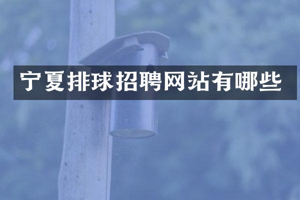 宁夏排球招聘网站有哪些