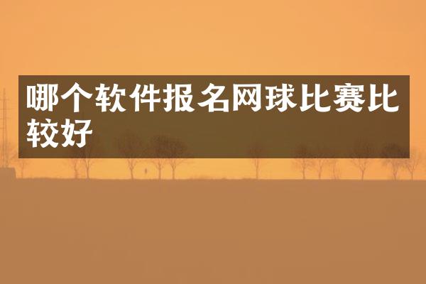 哪个软件报名网球比赛比较好