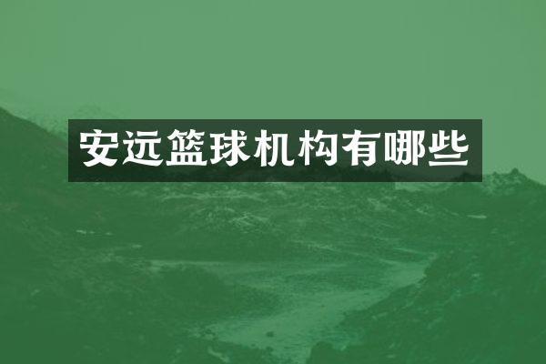 安远篮球机构有哪些