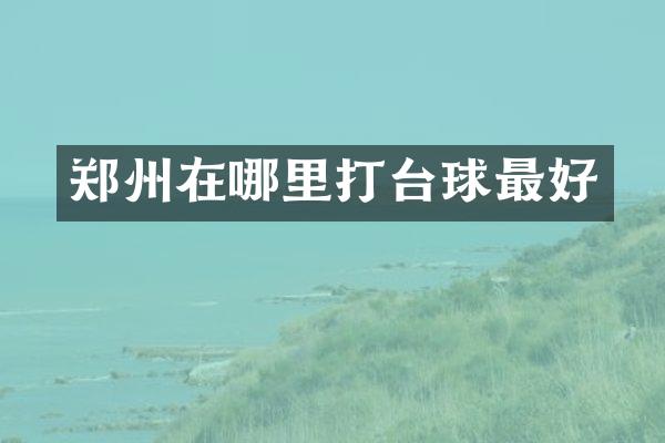 郑州在哪里打台球最好