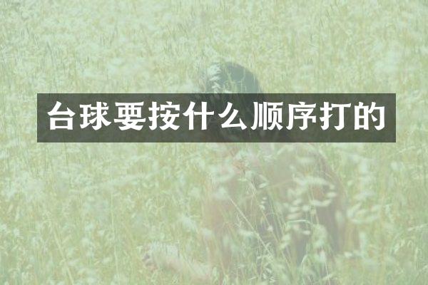 台球要按什么顺序打的