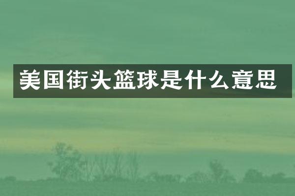 美国街头篮球是什么意思