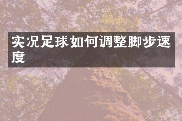 实况足球如何调整脚步速度