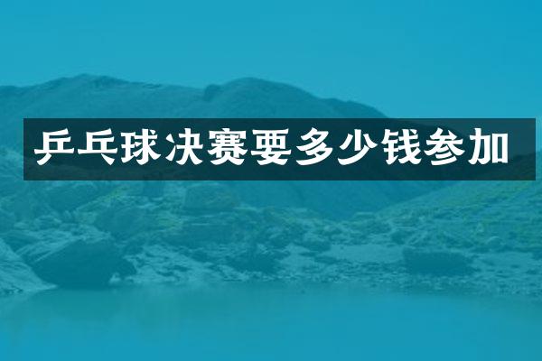 乒乓球决赛要多少钱参加