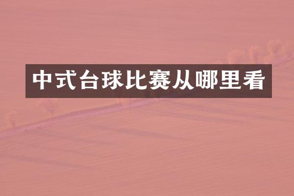中式台球比赛从哪里看