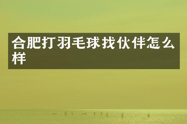 合肥打羽毛球找伙伴怎么样