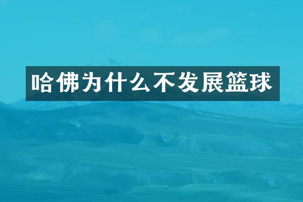 哈佛为什么不发展篮球