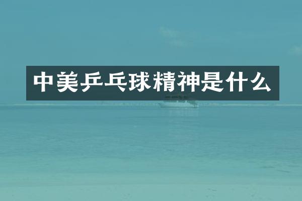 中美乒乓球精神是什么