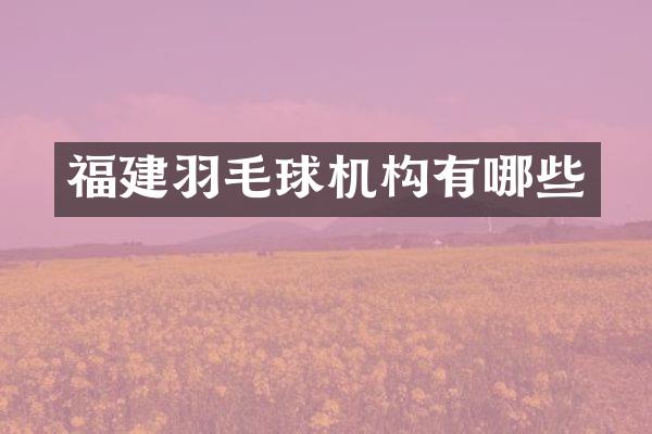 福建羽毛球机构有哪些
