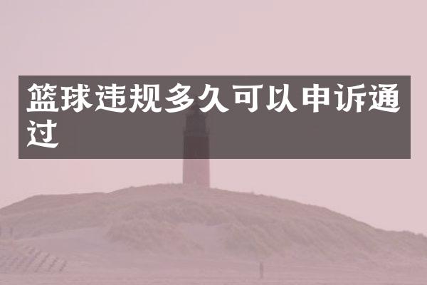 篮球违规多久可以申诉通过