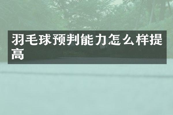羽毛球预判能力怎么样提高