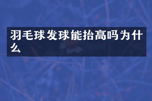 羽毛球发球能抬高吗为什么