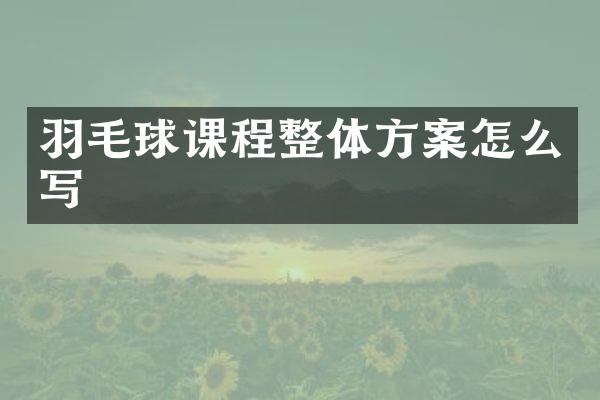 羽毛球课程整体方案怎么写