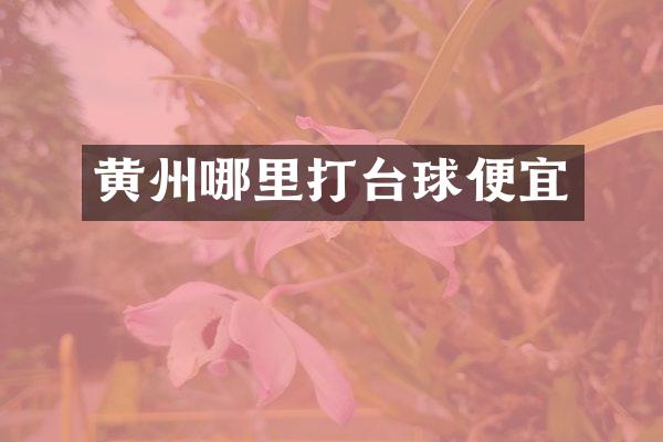 黄州哪里打台球便宜