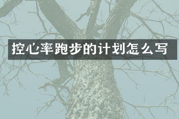 控心率跑步的计划怎么写