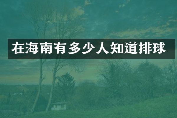 在海南有多少人知道排球