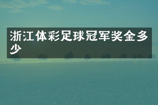 浙江体彩足球冠军奖金多少